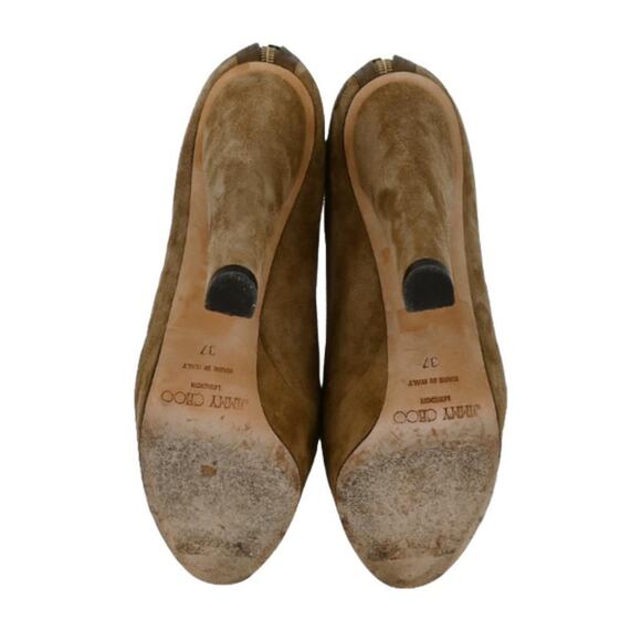 Jimmy Choo Beige Suede Whipstitch Platform Booties Size 37 - Picture 4 of 5